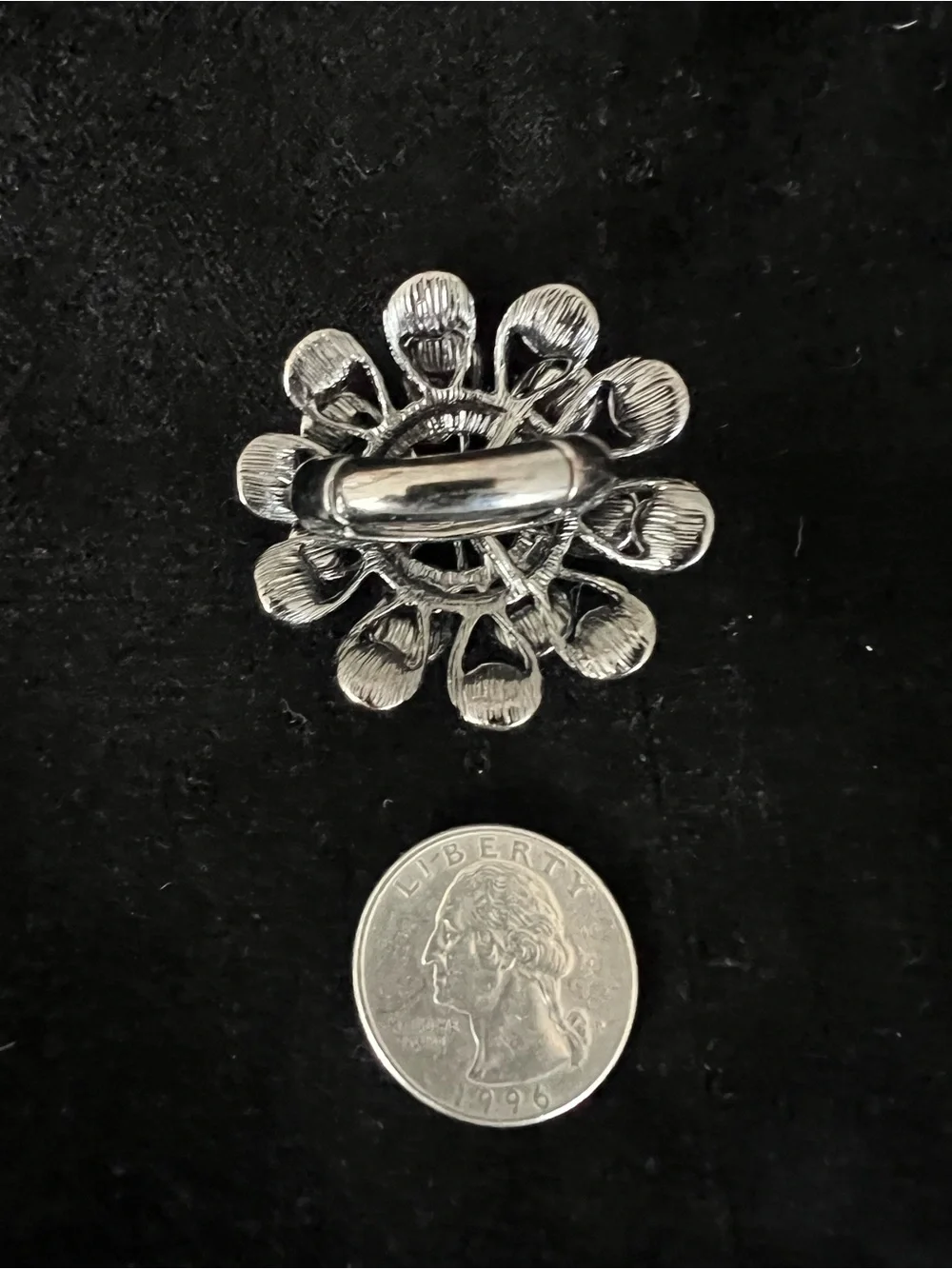 Silver-Tone Pink Crystal Flower Expandable Ring
